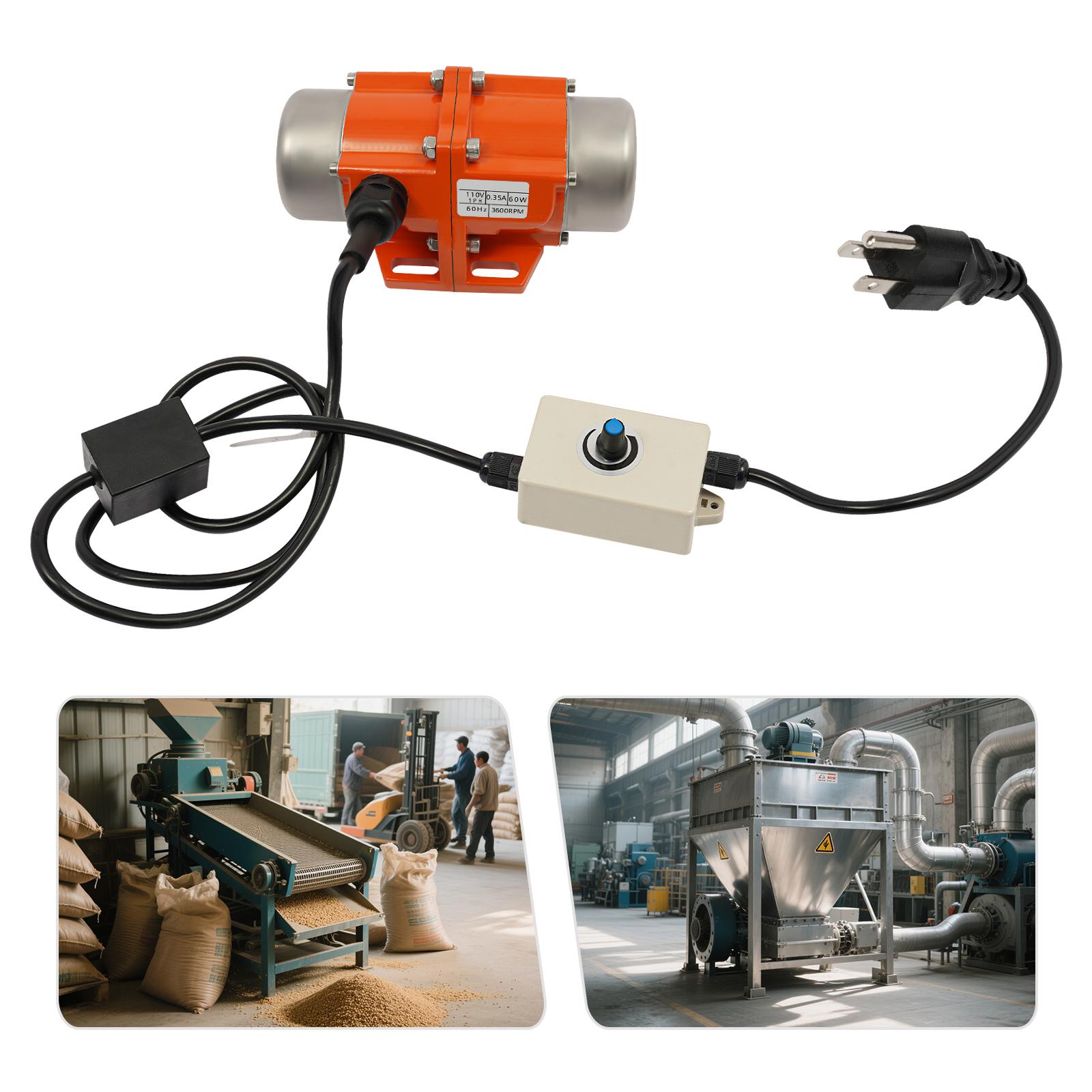 

60 Вт Вібраційний двигун з алюмінієвого сплаву з регулятором швидкості, Помаранчевий Сріблястий 1-фазний Асинхронний, Самоохолоджуваний для гірничодобувної, металургійної промисловості United States