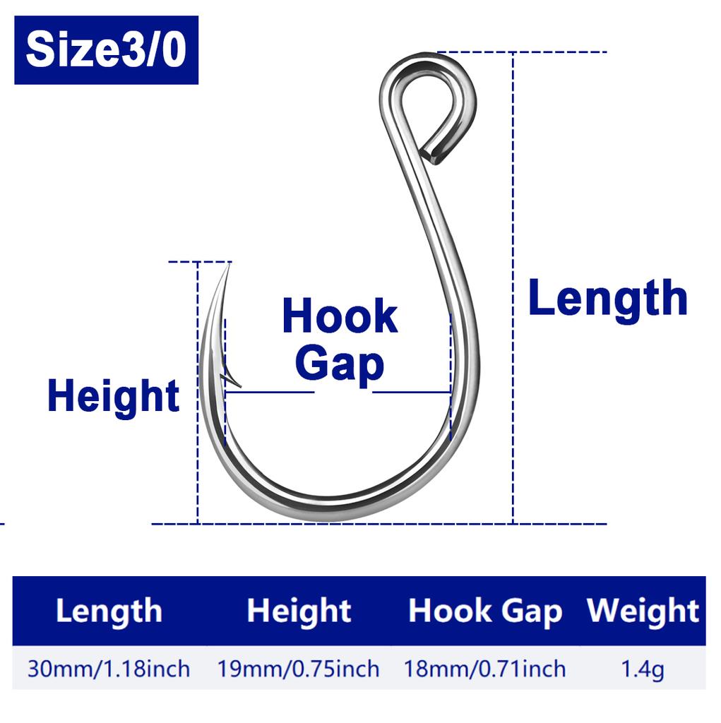 FishTrip Inline Single Hooks 25pcs Replacement Hook Lures Hook Wide Gap for Treble Replacement