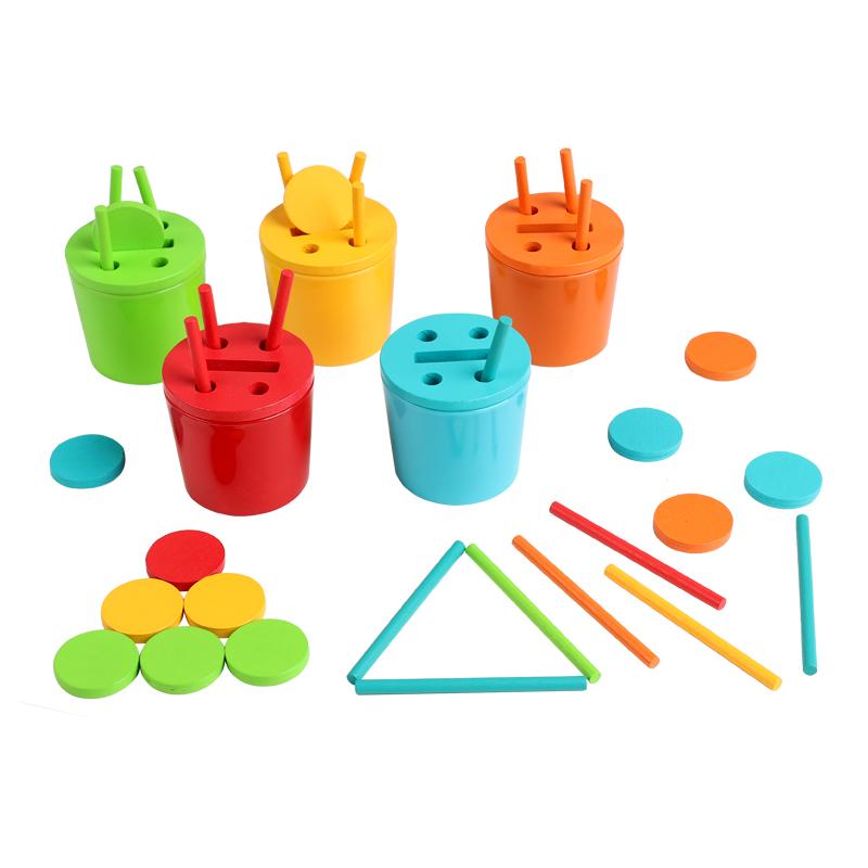 

Montessori Wooden Toy Color Matching Game Rainbow Balls in Cups Early Education Learning Toys for Preschool Children Age 3+