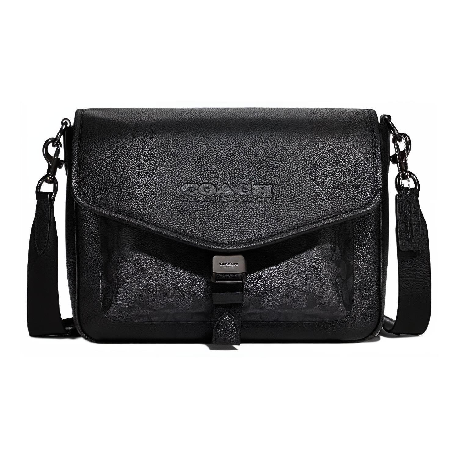 

New COACH Charter Cow Leather Messenger Bag, Shoulder Bag, Crossbody Bag Tubas Men s Black CH753-MI5 29.0*7.1*23.1CM