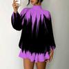 Women's 3D Gradient Brushstroke Print Mock Neck Long Sleeve Dress, Raglan Sleeve Fake Two Piece Mini Dress