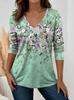 Women's T-Shirts Floral Graphic Plants Elegant Trendy Tees V-Neck Long Sleeve T-shirts Regular Tops Women's Pullover Fall Winter
