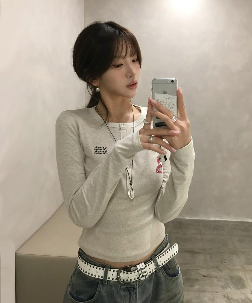 MUAHMUAH Henley Neck Stitch Long Sleeve Tee [7 Colors]