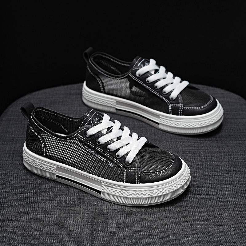 Korean Style Women's Summer Canvas Shoes - Soft Sole, Casual, Versatile, Trendy Black Sneakers 2025