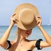 Unisex Flat Top Boater Sun Hat - Foldable Straw Hat for Men & Women Summer Travel & Beach with Wide Brim UV Protection