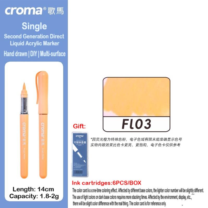Croma 160/1 Farben Nachfüllbares Direktflüssig-Acrylmarker-Set mit Weicher Spitze, Waschbarer Aquarellpinsel Schulausstattung