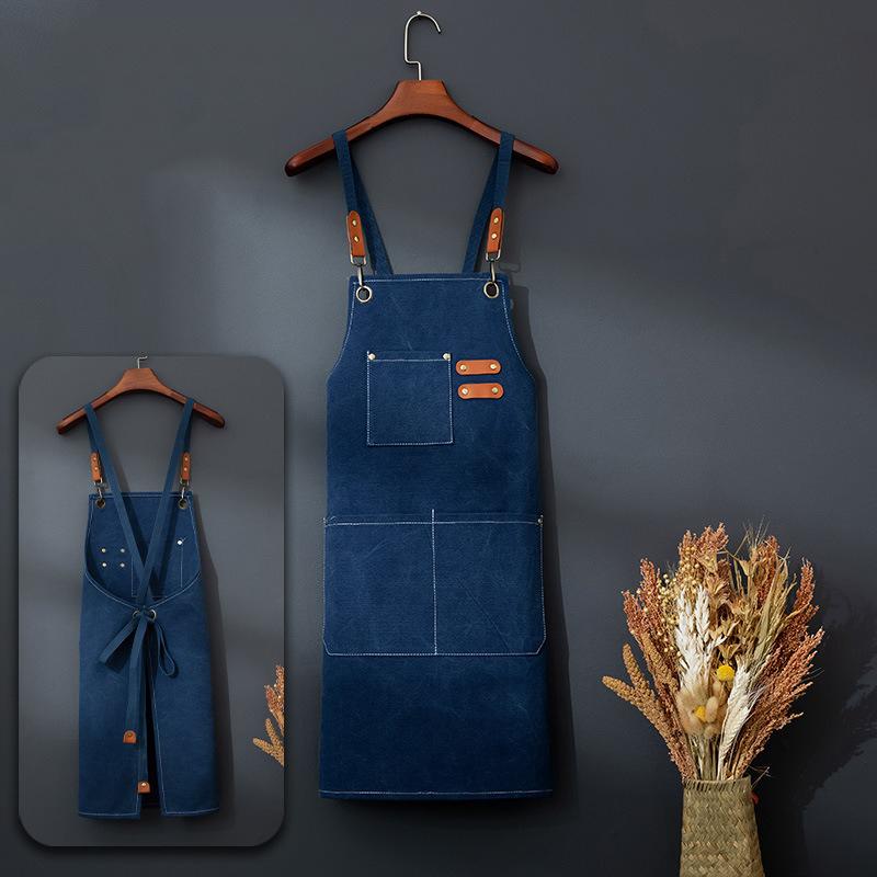 Canvas Waterproof Professional Kitchen Apron Woodworking Apron Art Apron, Fit Cafe Bar Shop Beauty Nails Studios Uniform WQ001