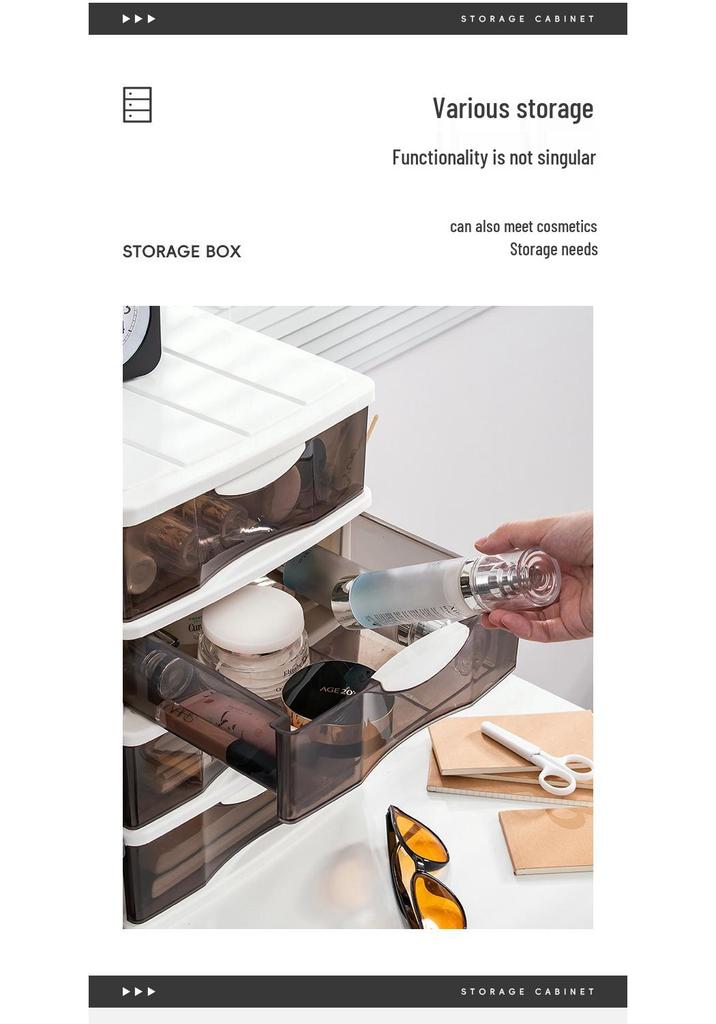 Transparent Drawer-Style Desktop Storage Box for Household Items and Cosmetics