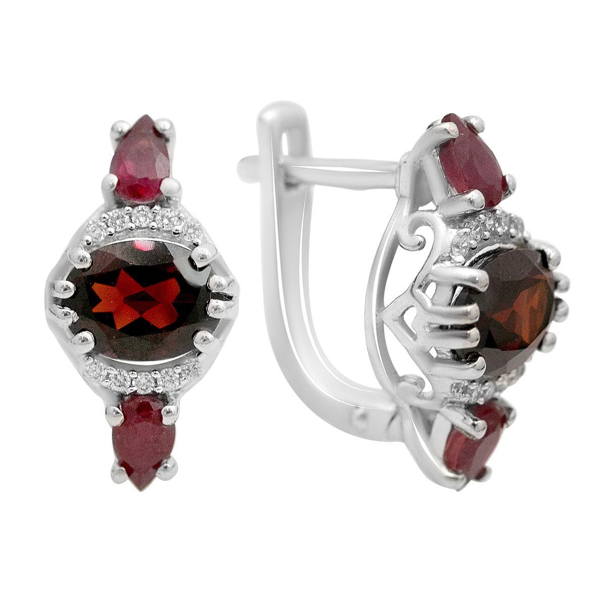 

Silver earrings with natural garnet 4.337ct, ruby (2198888) темні цукерки apple червоний колір