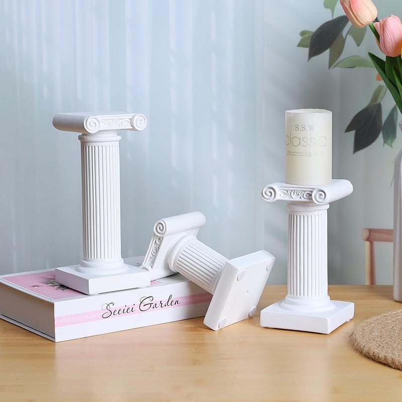 Desktop Roman Column Decor With Creative Candle Holder For Home Display Office