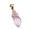 Natural Rose Quartz 925 Solid Sterling Silver Jewelry TwoTone Pendant 1.75" F5w52
