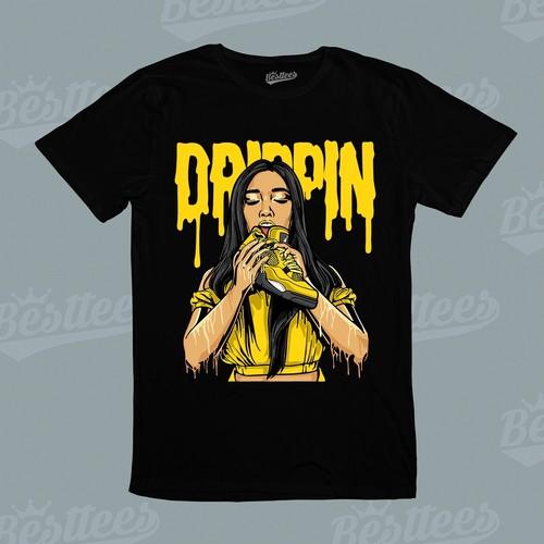 MALE/FEMALE/Kids Cool Drippin Urban Retro T-Shirt (Black) S разноцветный