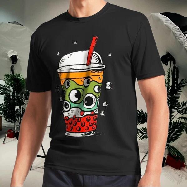 Men s and Women s T-shirts Bubble tea, simple drawing XXXL