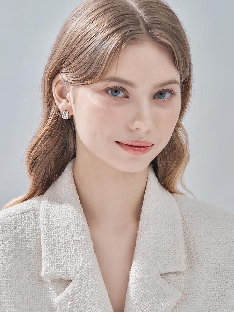 [ELLE Jewelry] 14K GF White Glass One-Touch Earrings ELGPEE538
