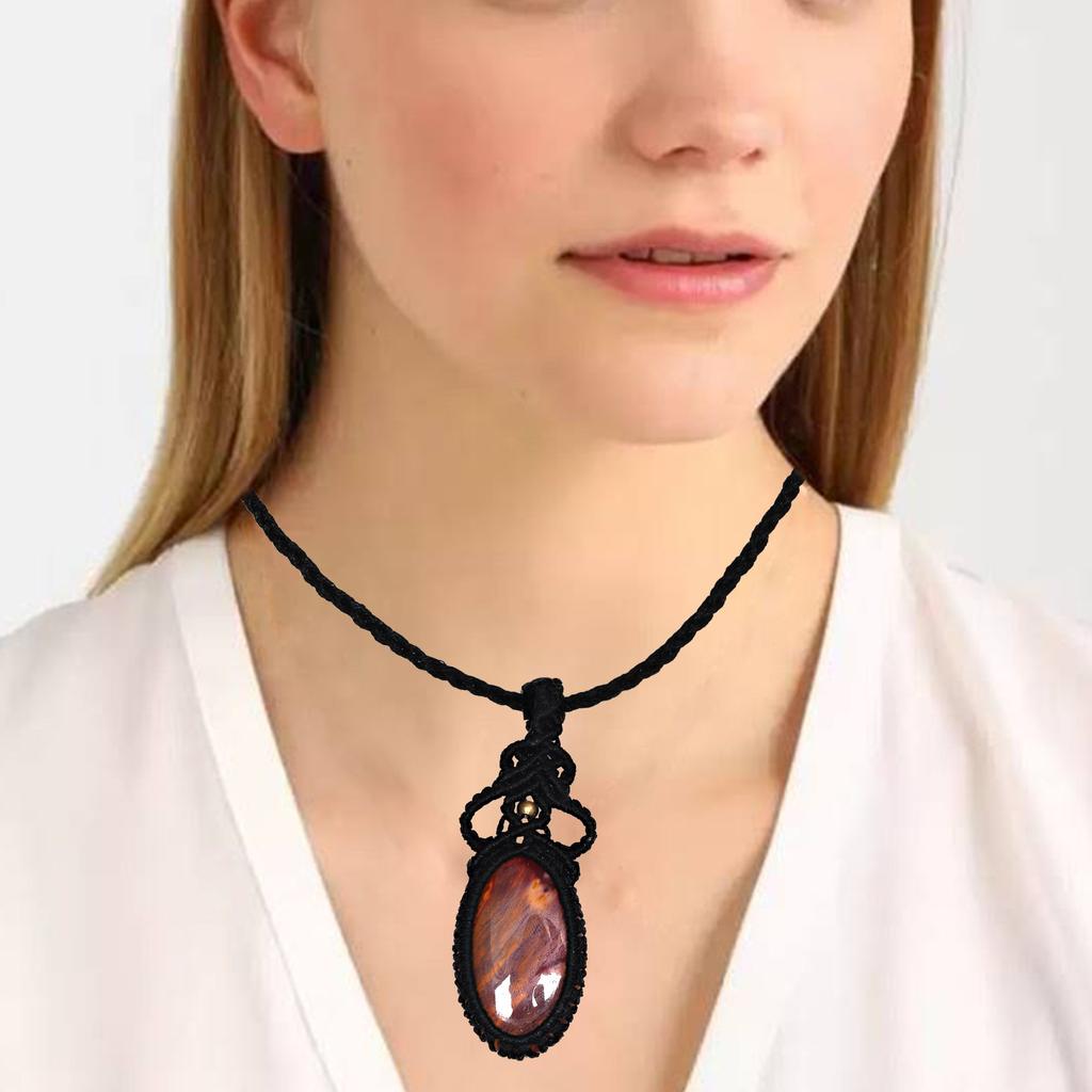 Macrame Thread Gemstone Handmade Jewelry 20-36''Ad Wild Horse Jasper Pendant