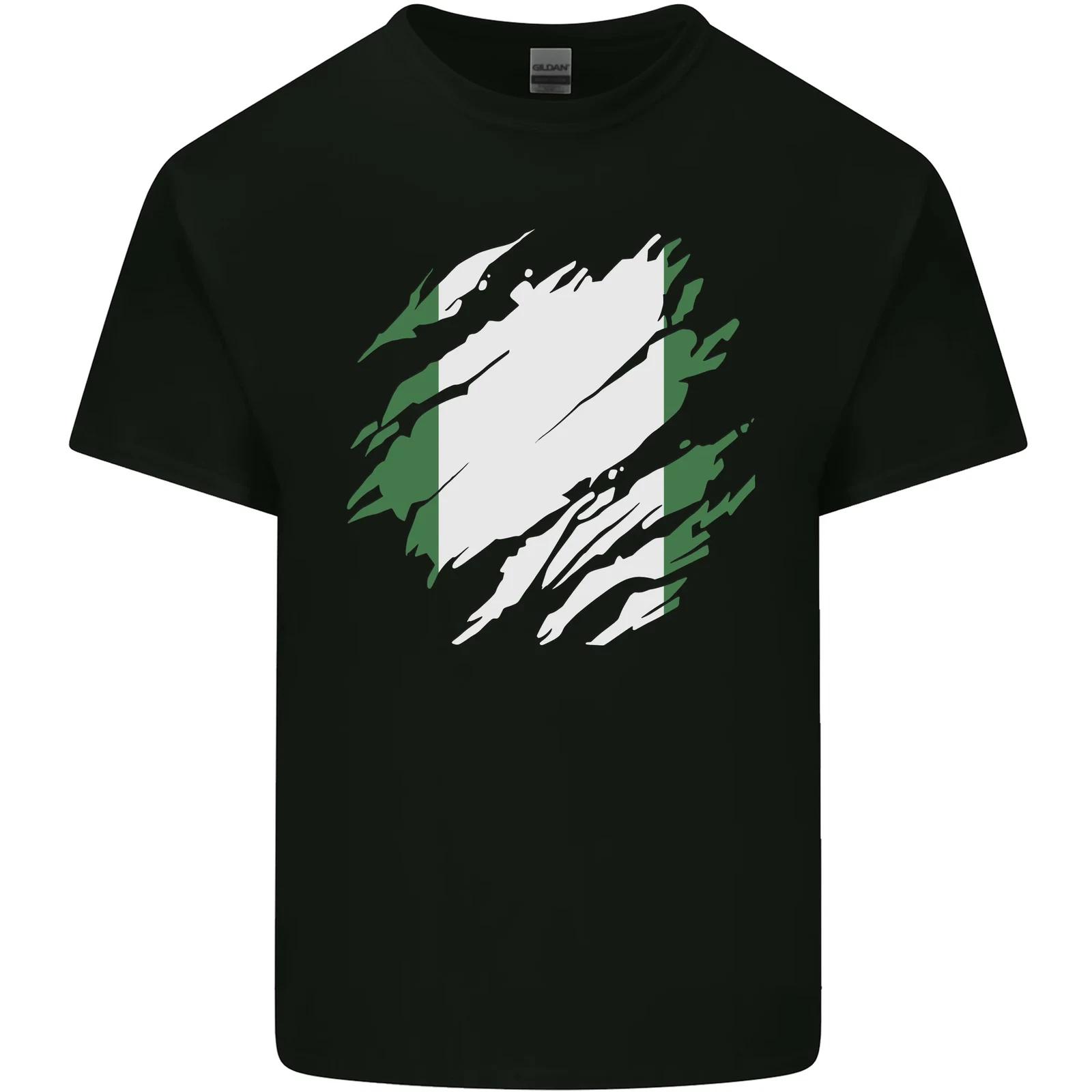 

Torn Nigeria Flag Nigerian Day Football Kids T-Shirt Childrens 4XL
