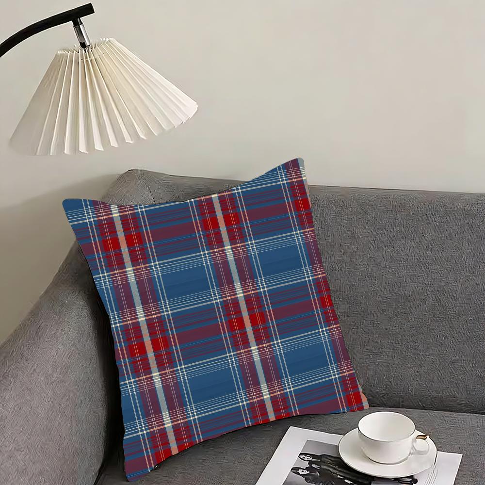 Plaid Luxury Cushion Cover Pillowcase Ultra Soft Skin Friendly Fabric Cloud Like Comfort  Concealed Zipper