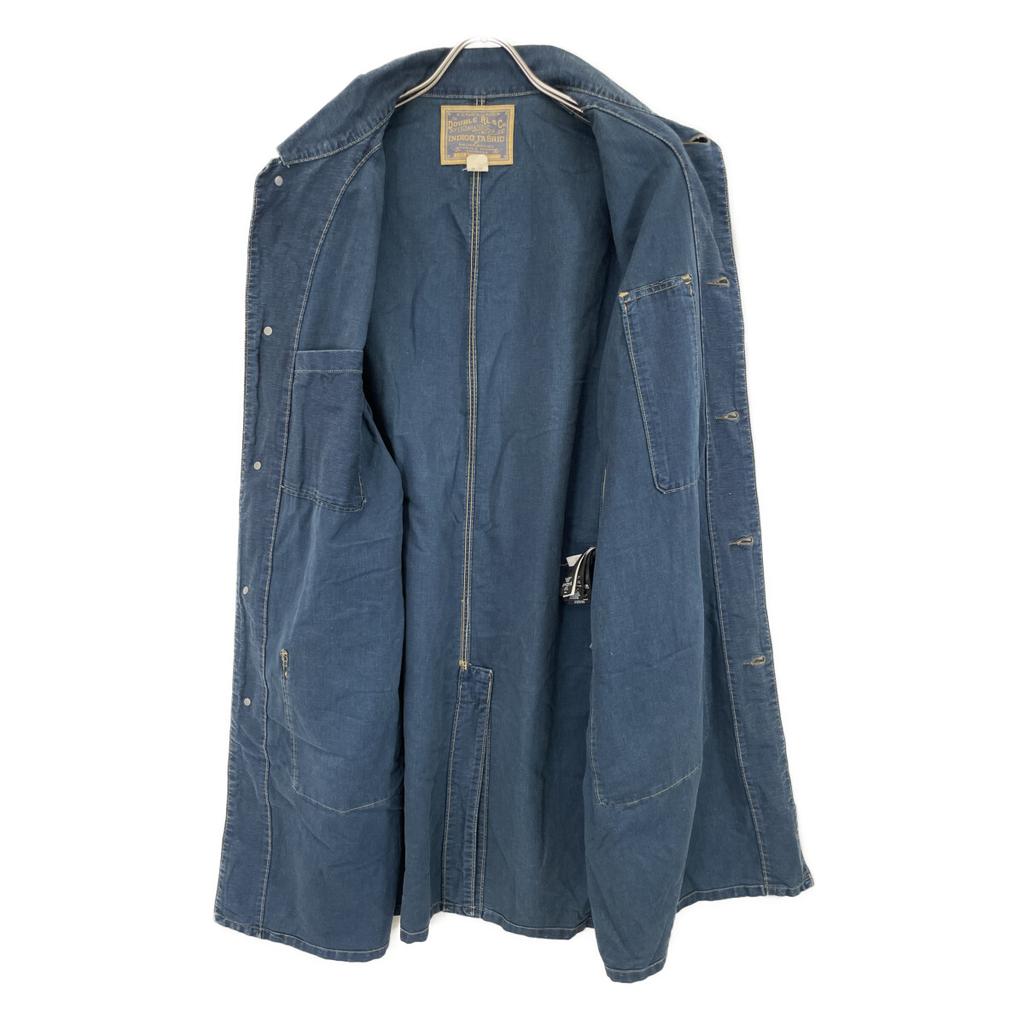 RRL 0201R Indigo Baumwolle x Leinen Denim Shop Coat Mantel M IndigoUsed