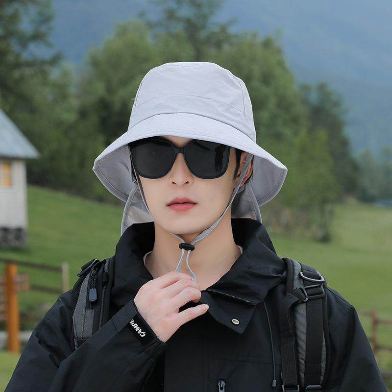 Big Eaves Shawl Bucket Hat Men's Summer Outdoor Fishing Mountaineering Shading Sun Protection Hat Foldable Bag Hat Women