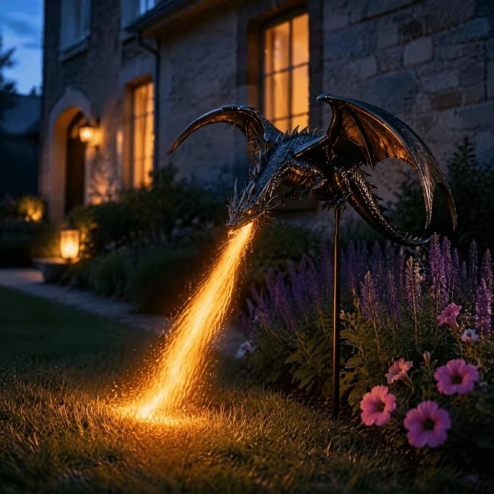 Resin Solar Dragon Fire Garden Light Solar Powered Solar Garden Light for Lawn Yard Patio Decor