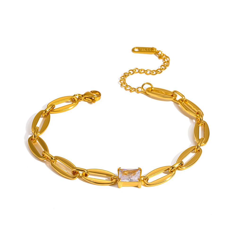 Modern Geometric Stainless Steel Bracelet With Gold Plating For Women
