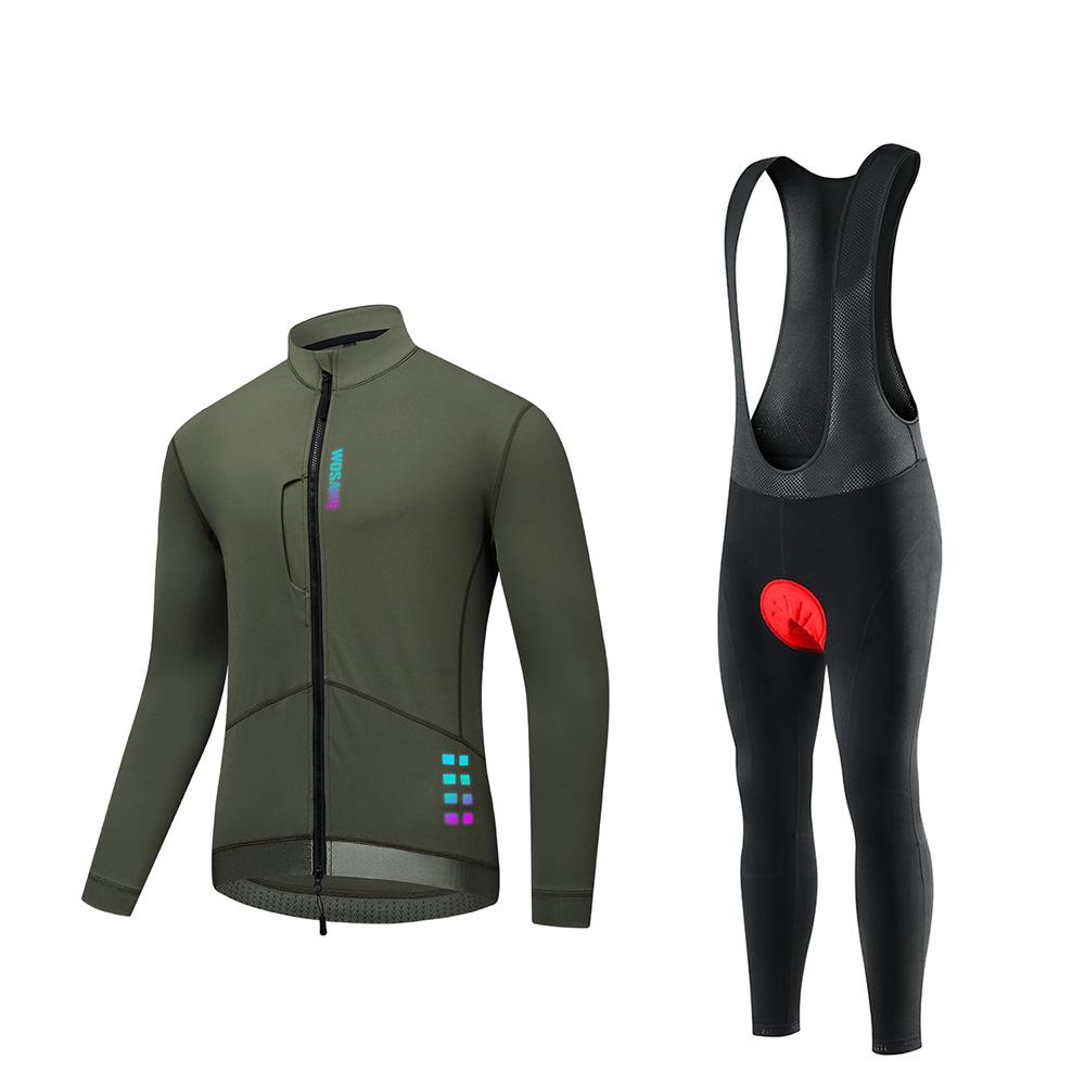 

WOSAWE Осень-зима Теплая куртка из микро-стрейч ткани Мужская мягкая подкладка из губки Мелкая сетчатая дышащая куртка-комбинезон Велосипедный костюм 3XL зелёный