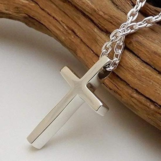 Cross necklace for cross silver silver for men and 100 for made of with width azuki chain men, necklace, necklace, men's necklace, 925, men's, small,