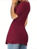 Women's V Neck Knot Front Blouse Short Sleeve Oversized Solid Summer Tunic T-Shirt