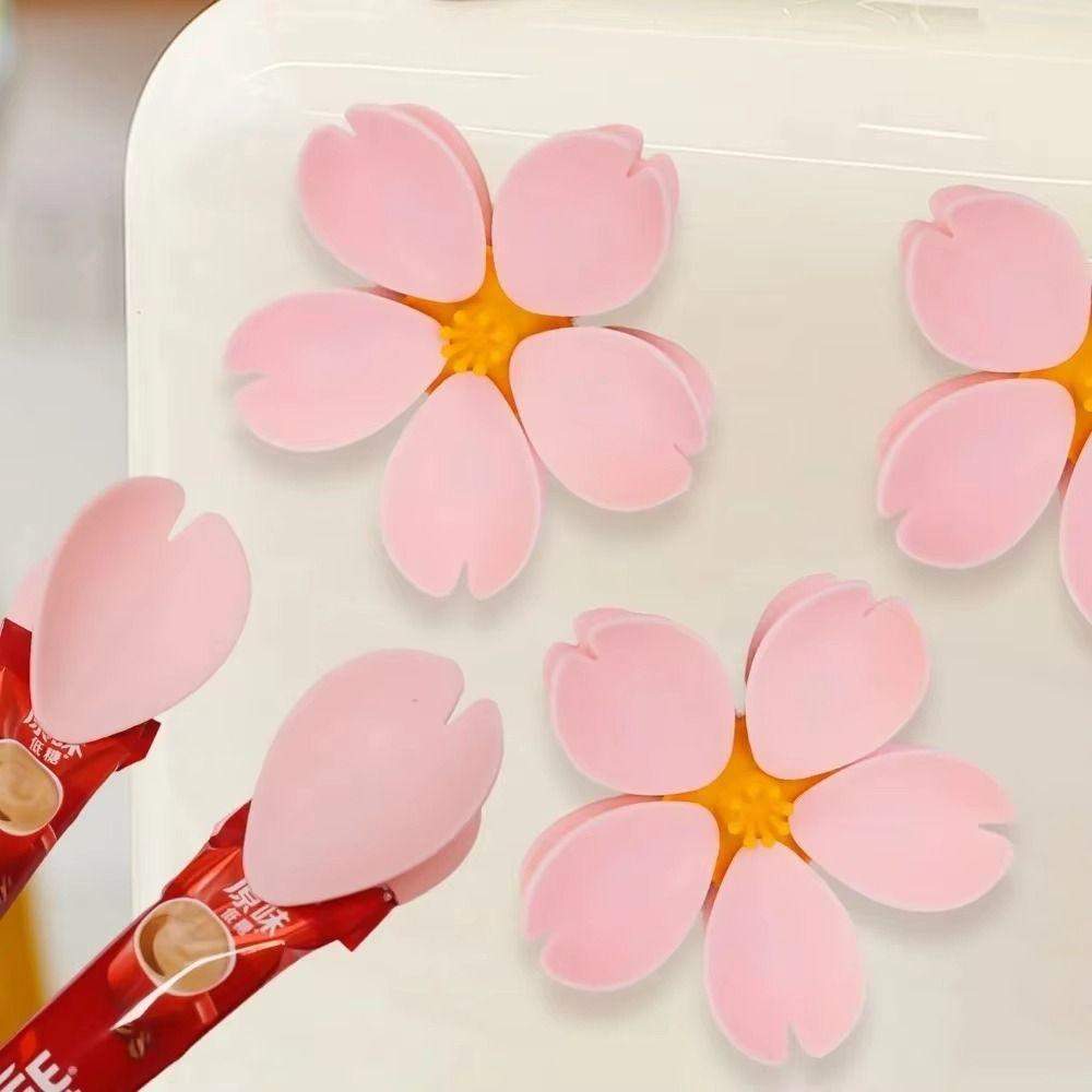 4Pcs 2 in 1 Sakura Magnetic Clip Moisture-proof Refrigerator Magnet Unique Fridge Magnet Home Decor