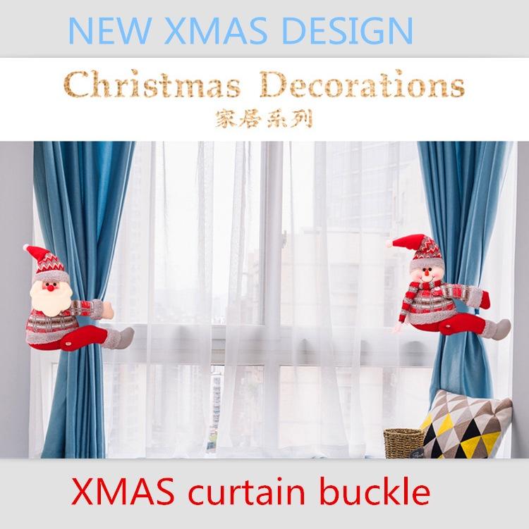 Christmas Home Curtain Decoration With Cute Doll Clasp Classic Style Ideal For Christmas Gifts Made Of Cloth