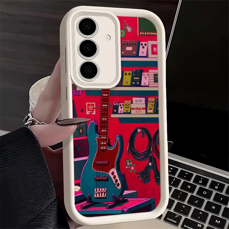 Phone Case for Samsung Galaxy A17 A16 A15 A14 A13 Guitar Retro Rock Music A56 A36 A26 A55 A35 A25 A54 A34 A24 A53 A33 A23 A07 A0