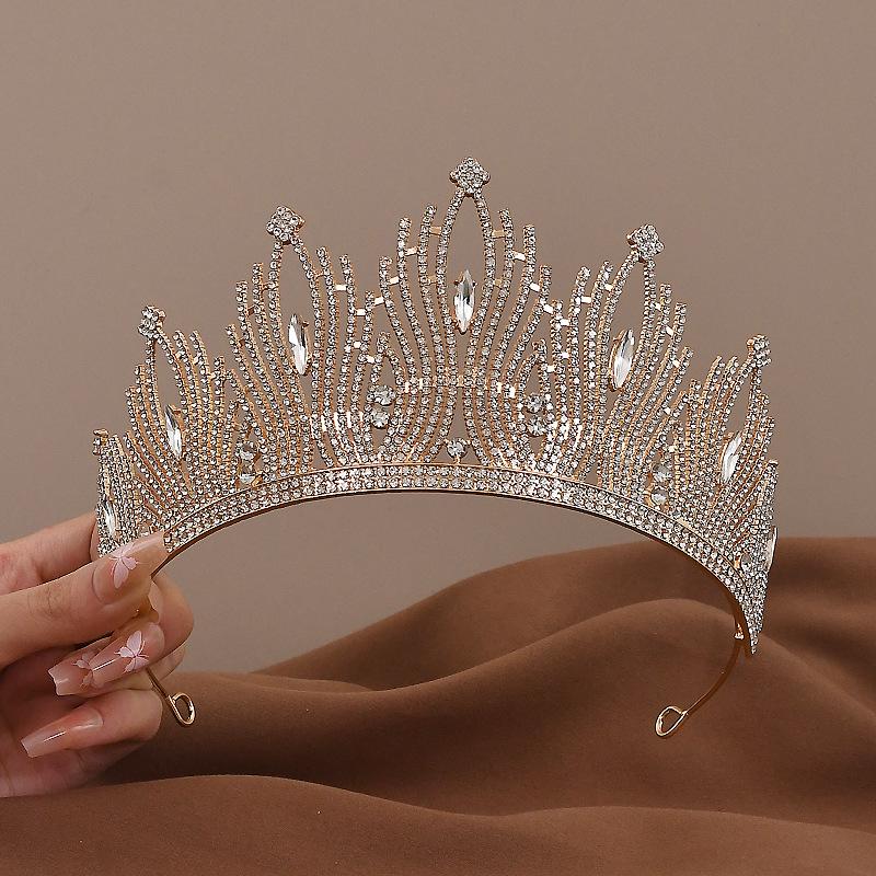 2024 Crystal Rhinestone Bride Crown Headdress: Wedding & Birthday Hair Accessories
