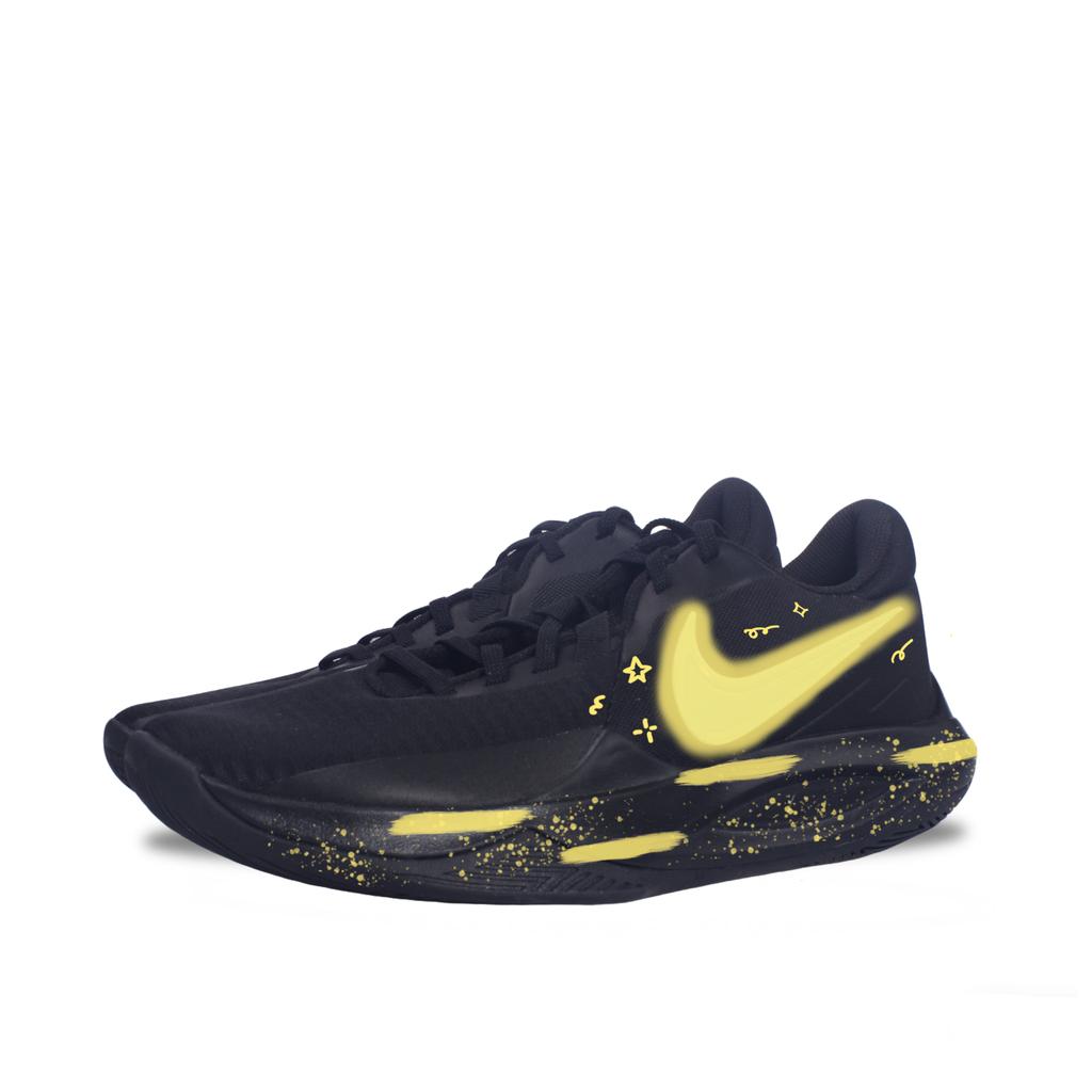 Nike Precision 6 Cushioning Abrasion Resistant Slip Resistant Low top Basketball Shoes Men's Black Yellow IO7605-040(Team1180-)