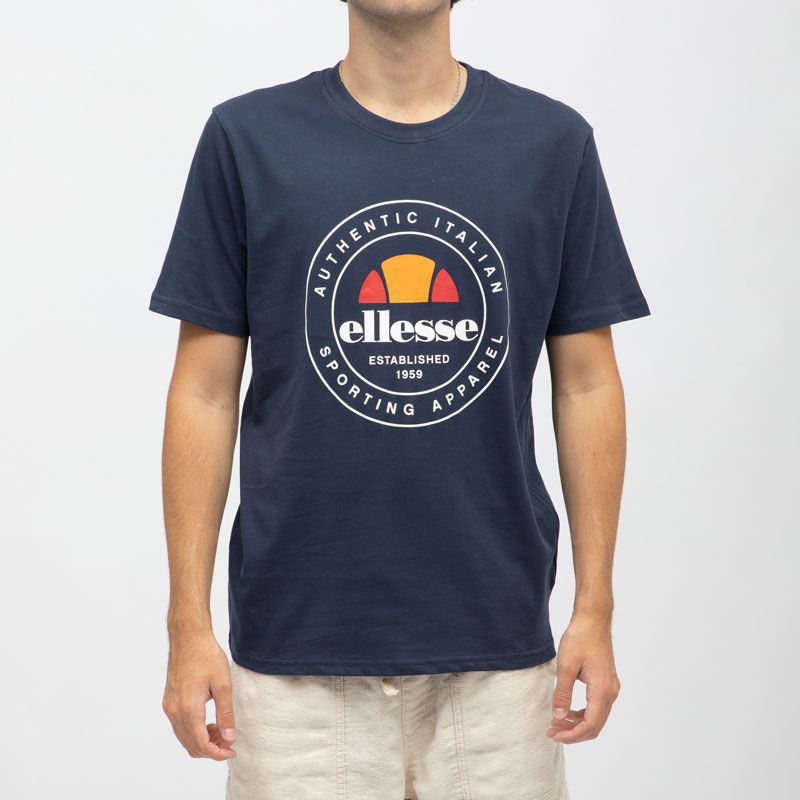 Tee shirt navy coton avec grand logo Homme ELLESSE