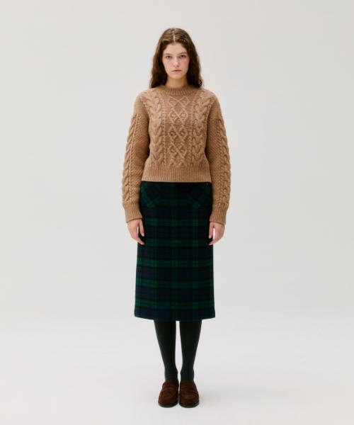DEPOUND Cable Semi-Crop Pullover [Oatmeal]