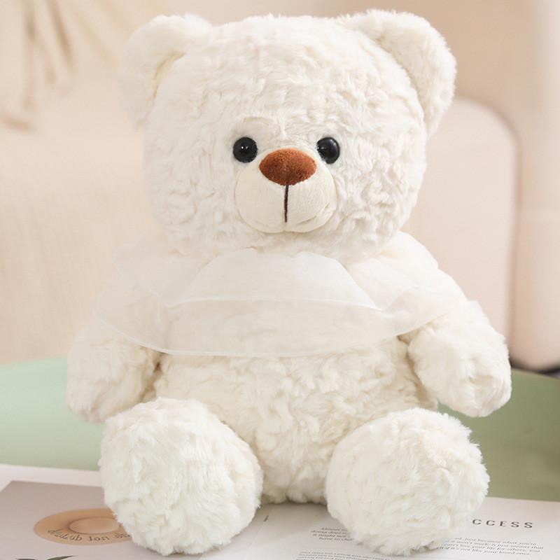 Teddy Bear Plush Toy With Mesh Scarf Decoration For Kids Birthday Gift And Cuddle
