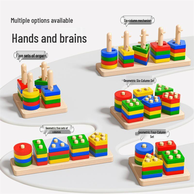 Montessori Geometric Stacking Rings Puzzle Toy for Intellectual Development In Children Aged 0-3