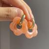 Colorful Flower Resin Acrylic Charms Earring Gold Color Circle Ear Buckle Hoop Earrings Fashion Jewelry for Women