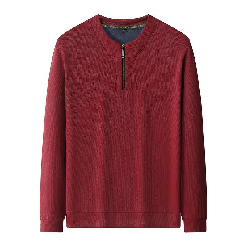Felpa da uomo grande con mezza zip, maglietta alla moda e ampia, maglietta da uomo a maniche lunghe con scollo rotondo