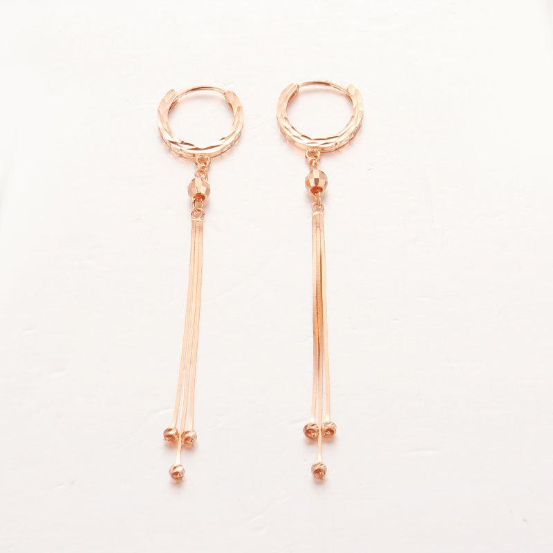 Purple Gold Fringed Snake Bone Long Earrings Fashion Temperament Colored Gold Plated Rose Gold Earrings