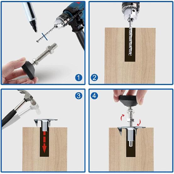 BORDSTRACT Rubber Base Levelers, 2 Pcs M6 Adjustable Furniture Legs, Threaded Metal Leveling Feet, Easily Adjustable Furniture Levelers, for All