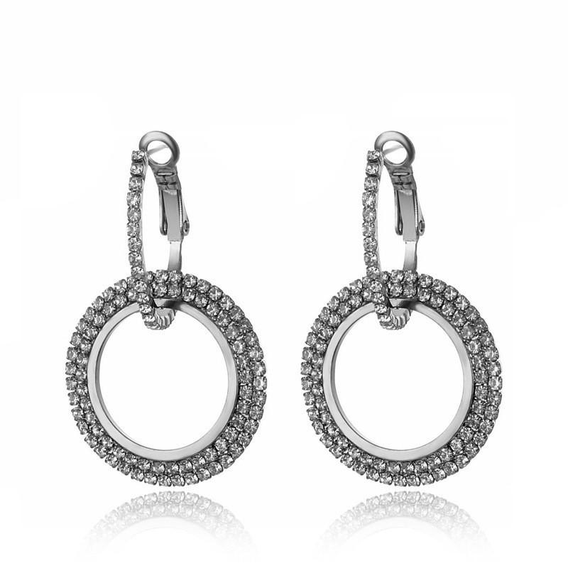 Western Stylish Fashion Geometric Studs With Rhinestones Unique Alloy Earrings