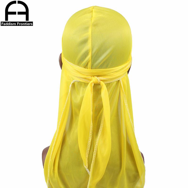 Unisex Women Men Silk Durag Turban Hat Wigs Biker Headwear Headband Hair Accessories Long Tail Straps Bandanas Silky Durags