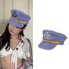 Fashionable Stripe Sailor Hat Breathable Captain Hat Duck Tongue Hat Headgear for Beach Vacation Casual