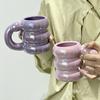 Keramiska Söta Muggar Kaffekoppar Korea Kawaii Designer Cirkel Bubbla Kaffekoppar Frukost Mjölk Juice Te Handtag Kopp Mikrovågssäker