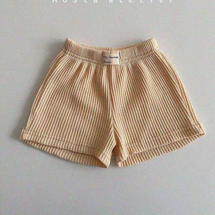 Korean Spring Toddler Waffle Strawberry Two-Piece Set: Striped Top & Shorts