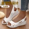Summer New Wedge Heel Platform Sandals Large Size One Word Fish Mouth Wedge Heel Platform Sandals