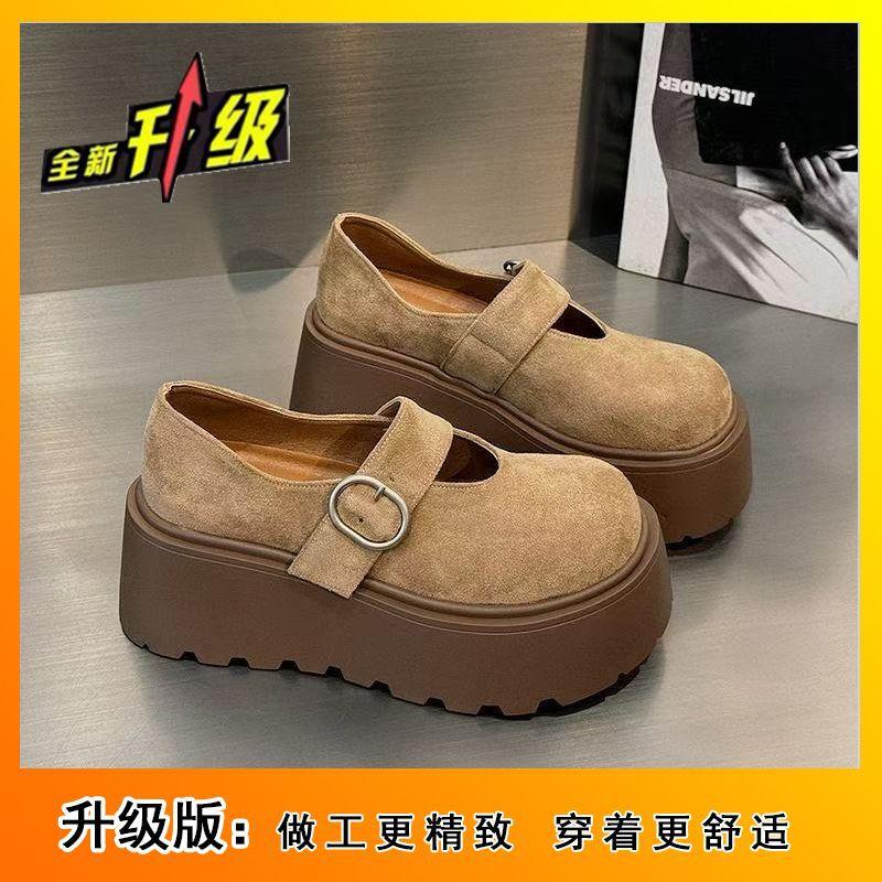 Casual fashion Mary Jane women's shoes spring and summer new Velcro low-top thick-soled heightening single shoes