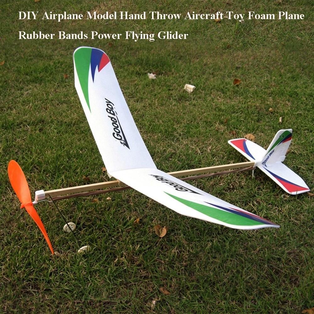 Rubber Bands Power DIY Airplane Model Multicolors Foam Plane Flying Glider for Kids Outdoor