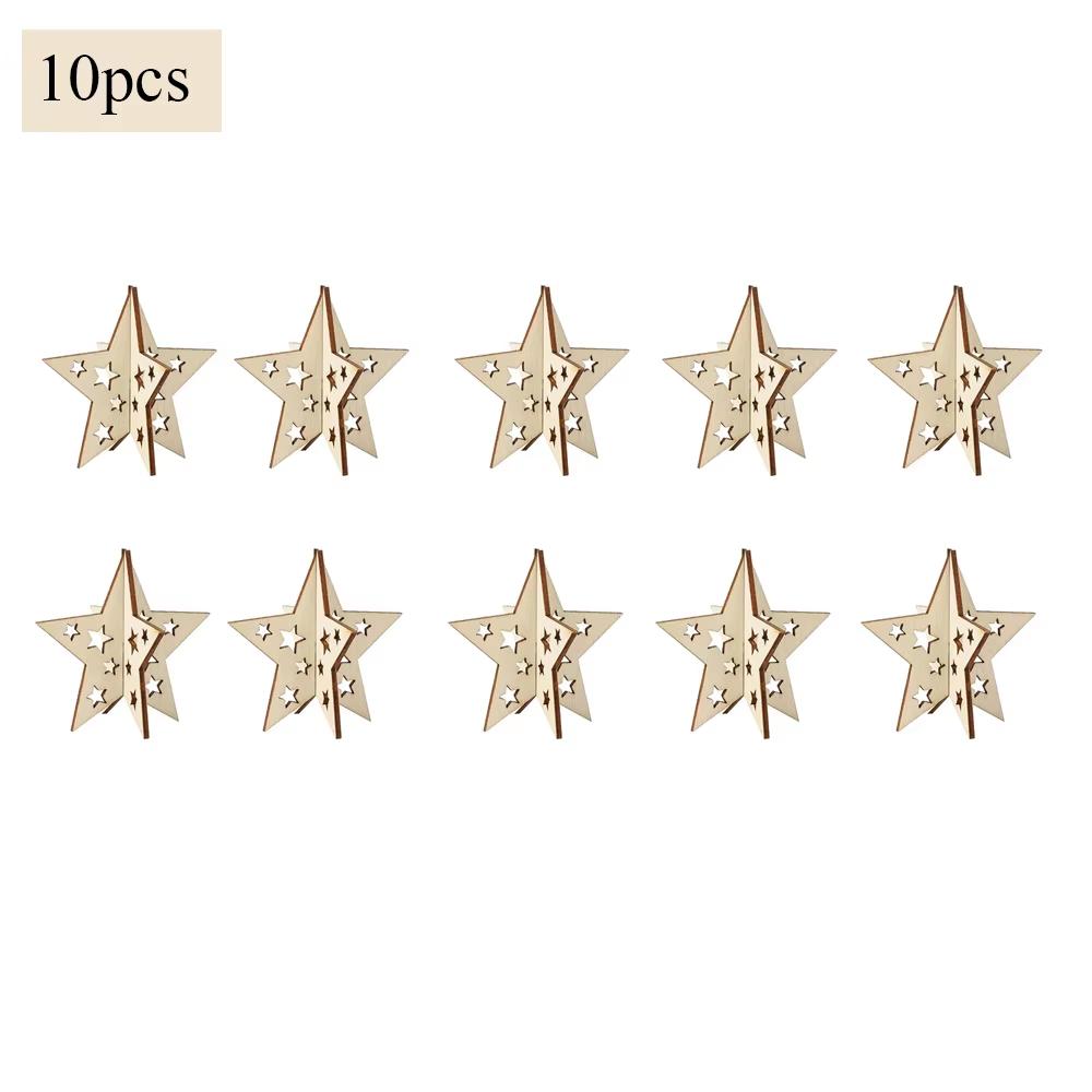 

10pcs Stars Wood Painting Crafts Paintable Unfinished Wooden Slices Star Cutouts Ornaments for Painting Decorations